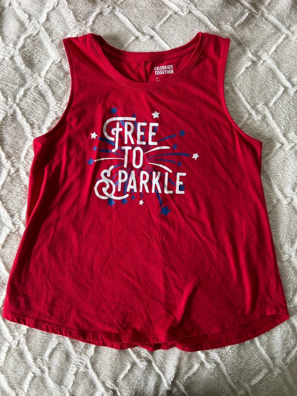 Celebrate Together Red Sleeveless Tank "Free to Sparkle"